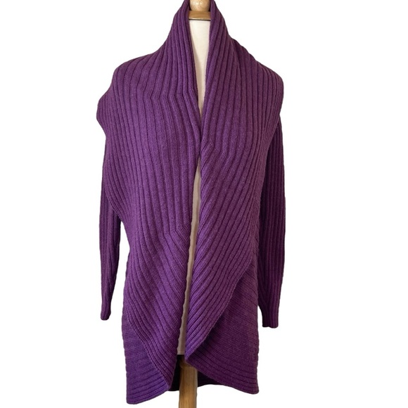 ALPACA Purple Open Front Circle Cardigan Sweater - Picture 1 of 9